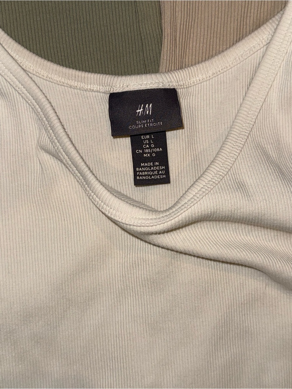 Lot of 3 H&M Ribbed Slim Fit Mens Tank Tops - size LARGE - Picture 6 of 7